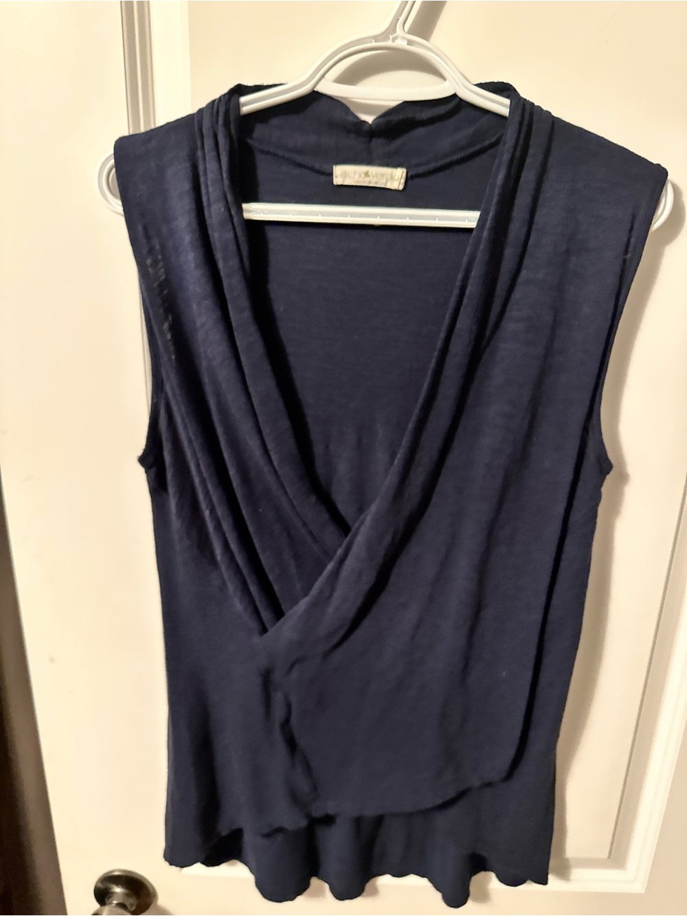 Navy Sleeveless Draped V-Neck Camisole